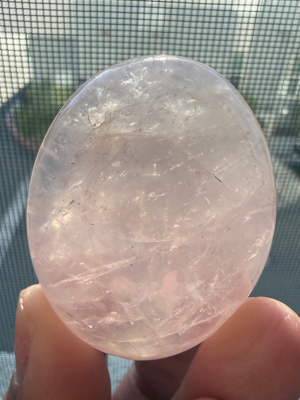 Rose Quartz Palm Stone B Pink Crystal Worry Stone Heart Chakra Reiki 2.4oz 2"